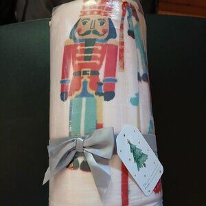 Kringle Express Oversized Nutcracker Themed  Pink Throw NWT